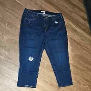 Lane Bryant plus sz 26 dark blue distressed straight crop jean. High Rise!!!